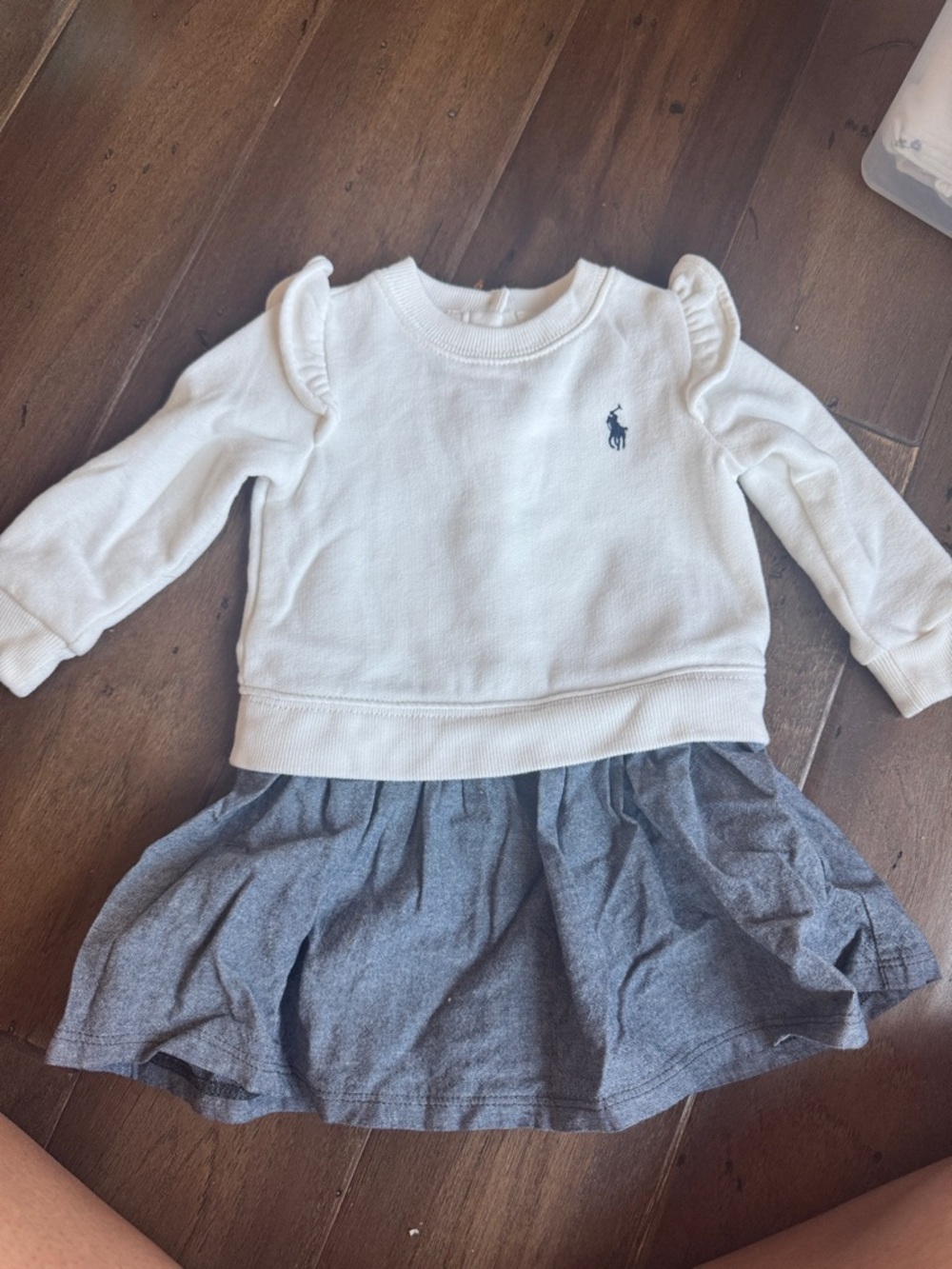 Ralph Lauren White Top with Blue Skirt Dress
